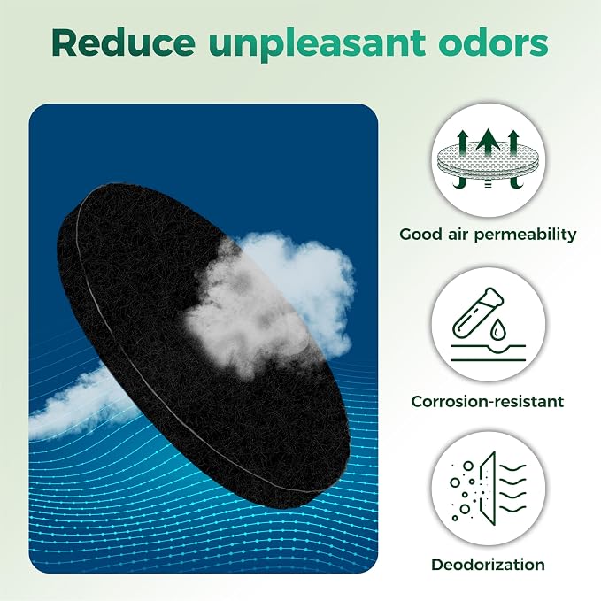7 Pack 6.7 Inch Round Fiber Cotton Activated Charcoal Compost Filters - Image 3