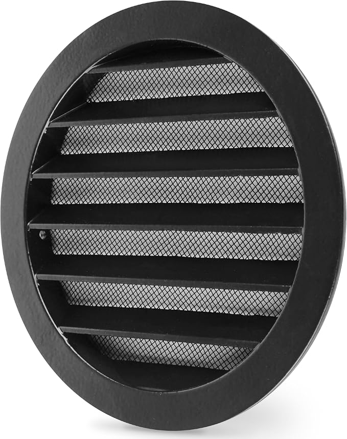 calimaero® WSGB 6" Inch Black Round Metal Air Vent Grill Cover Flat Louver by Calimaero