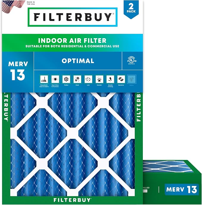 Filterbuy 14x20x4 Air Filter MERV 13 Optimal Smoke & Allergy Defense, by Filterbuy