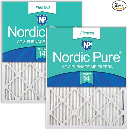 Nordic Pure 18x25x1 Pleated MERV 14 Air Filters 2 Pack by NordicPure