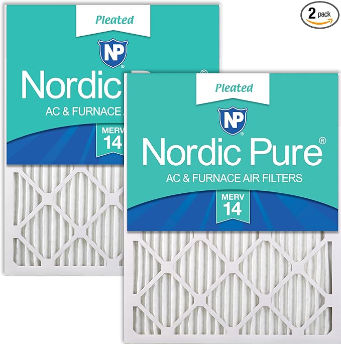 Nordic Pure 12x12x1 Pleated MERV 14 Air Filters 2 Pack by NordicPure