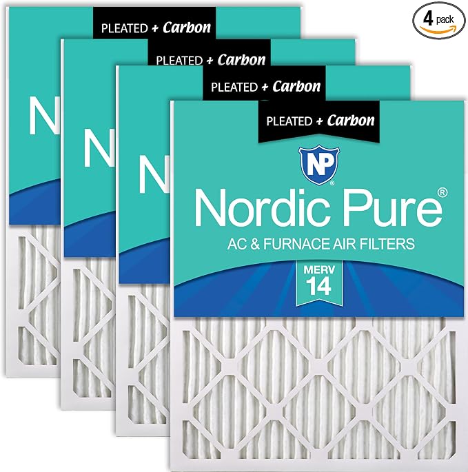 Nordic Pure 24x24x1 Pleated Air Filters MERV 14 Plus Carbon 4 Pack by NordicPure