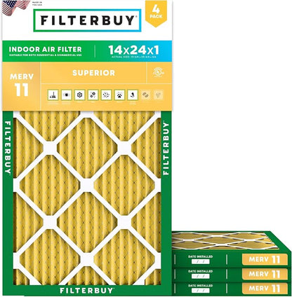 Filterbuy 14x24x1 Air Filter MERV 11 Superior Pet & Allergy Defense, by Filterbuy