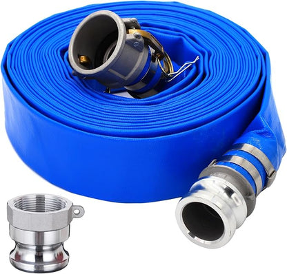 DAVCO 1-1/2" ID × 50 ft PVC Lay Flat Discharge Hose, Heavy Duty Reinforced Blue by DAVCO