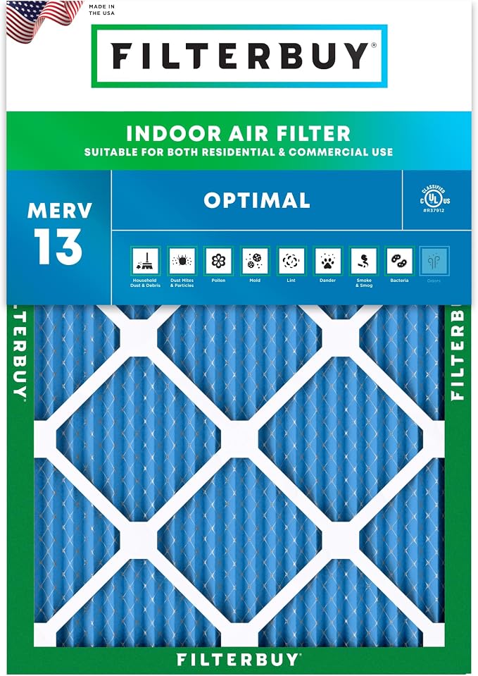 Filterbuy 12x15x1 Air Filter MERV 13 Optimal Smoke & Allergy Defense, by Filterbuy