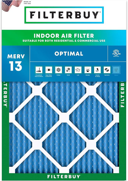 Filterbuy 6.88x15.88x1 Air Filter MERV 13 Optimal Smoke & Allergy Defense by Filterbuy
