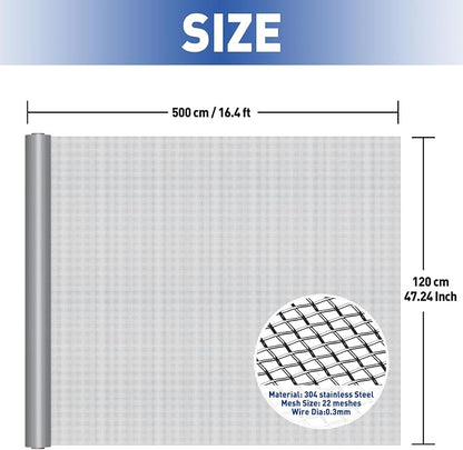 MAGZO 304 Stainless Steel Mesh Screen Roll 47in x 16ft - Image 2