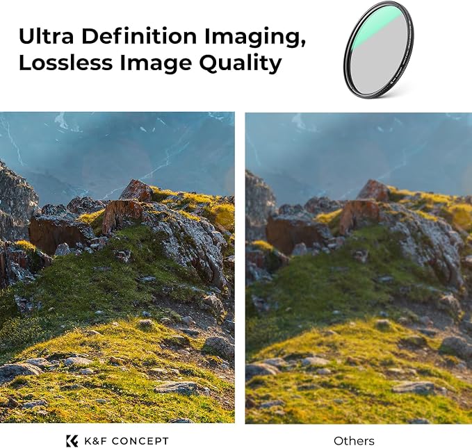 K&F CONCEPT 72mm Ultra-Low Reflectivity Polarizers Filter, 28 Multi-Layer - Image 6