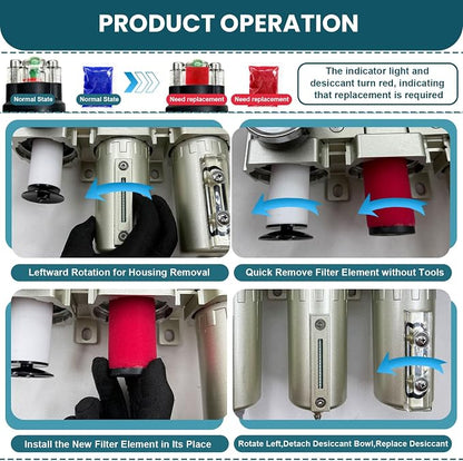 Upgraded 1/2" NPT Heavy Duty Industrial Grade 3 Stage Air Drying System - Image 6