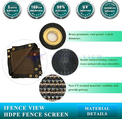 Ifenceview 6'x3' to 6'x50' Brown Shade Cloth/Fence Privacy Screen Fabric Mesh - Image 3