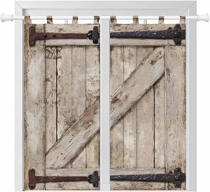 Farmhouse Wood Grain Living Room Curtains 84 Inch Length, Window Curtains Tab by Unknown