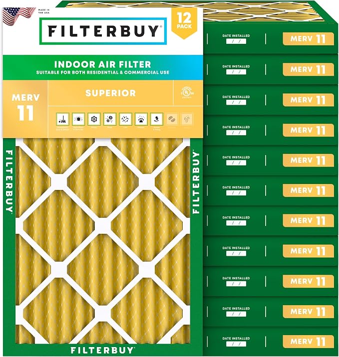 Filterbuy 20x30x2 Air Filter MERV 11 Superior Pet & Allergy Defense, by Filterbuy