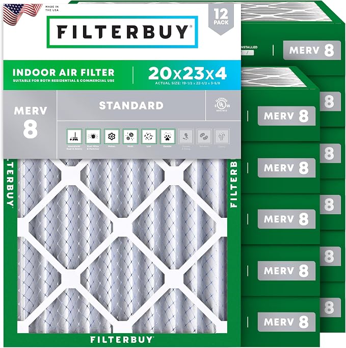 Filterbuy 20x23x4 Air Filter MERV 8 Essential Dust & Allergy Defense, by Filterbuy