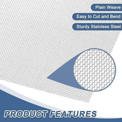 uxcell 20 Mesh 118" x 12" Woven Wire Mesh, 304 Stainless Steel Air Vent Filter - Image 3