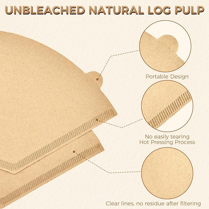 130 Count #4 Cone Coffee Filters 8-12 Cup, Unbleached Natural Paper, Disposable - Image 3