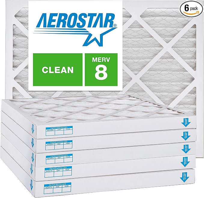 Aerostar 18x20x2 MERV 8, Pleated Air Filter, Box of 6, Made in the USA by AirFiltersDelivered