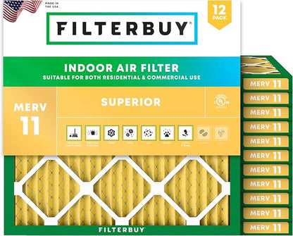 Filterbuy 15x15x1 Air Filter MERV 11 Superior Pet & Allergy Defense, by Filterbuy