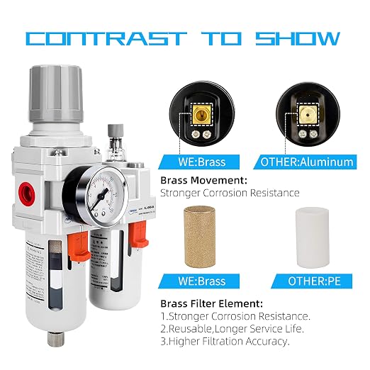NANPU 1/2" NPT Compressed Air Filter Regulator Lubricator Combo Water/Oil Trap - Image 5