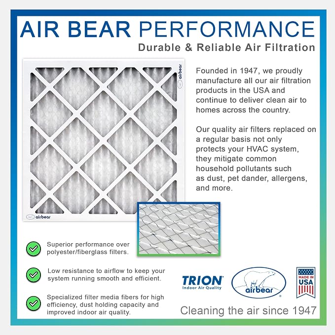 16x20x1 Air Filter MERV 8 TRION Air Bear Pleated HVAC Air Filter Replacement - Image 4