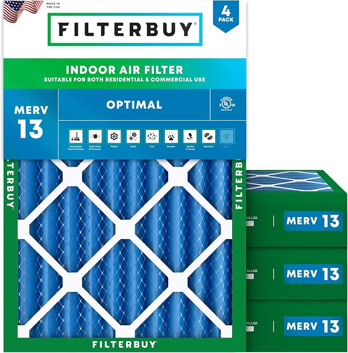Filterbuy 14x20x4 Air Filter MERV 13 Optimal Smoke & Allergy Defense, by Filterbuy