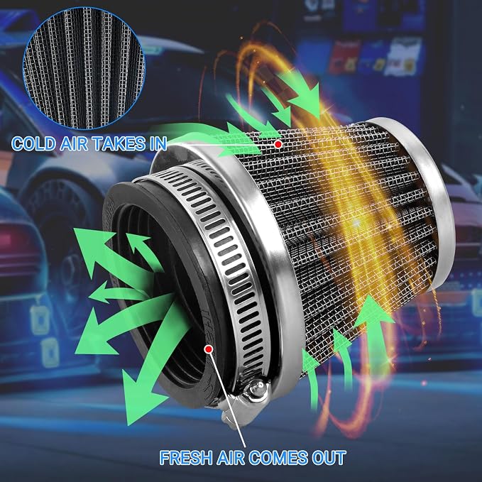 52mm Cold Air Intake Filter for Motorcycle Turbo Vent Breather Air Intake - Image 2