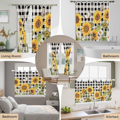 Sunflowers Living Room Curtains 84 Inch Length, Window Curtains Tab Top - Image 7