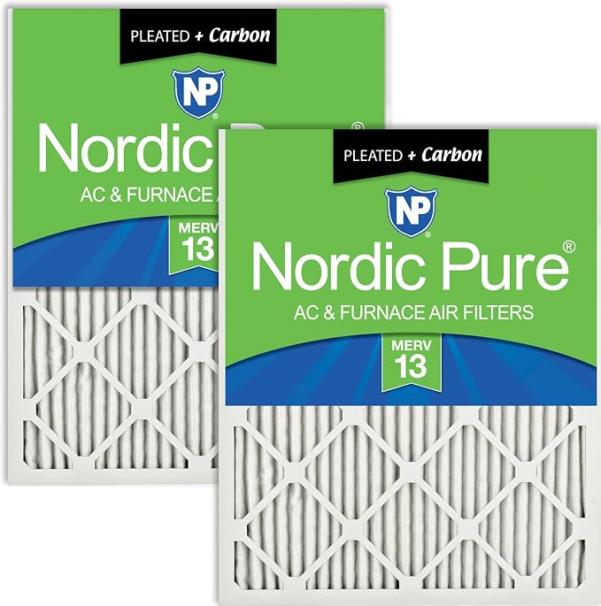 Nordic Pure 14x25x1 Pleated Air Filters MERV 13 Plus Carbon 2 Pack by NordicPure