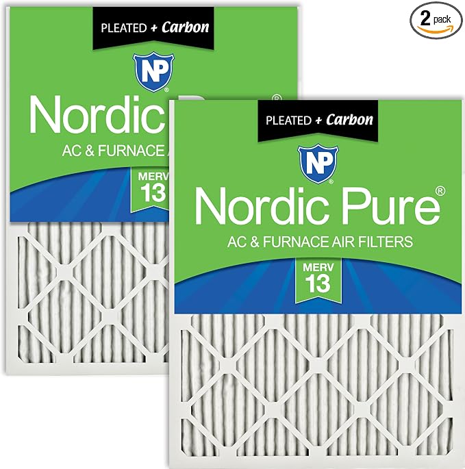 Nordic Pure 18x25x1 Pleated Air Filters MERV 13 Plus Carbon 2 Pack by NordicPure
