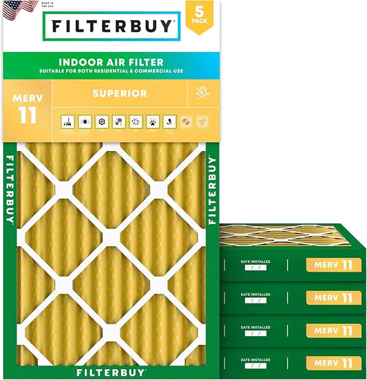 Filterbuy 14x25x2 Air Filter MERV 11 Superior Pet & Allergy Defense, by Filterbuy
