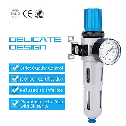 NANPU 1/2" NPT High Pressure Compressed Air Filter Regulator Water/Oil Trap - Image 6