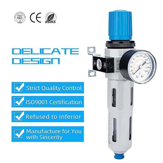 NANPU 1/4" NPT High Pressure Compressed Air Filter Regulator Water/Oil Trap - Image 6