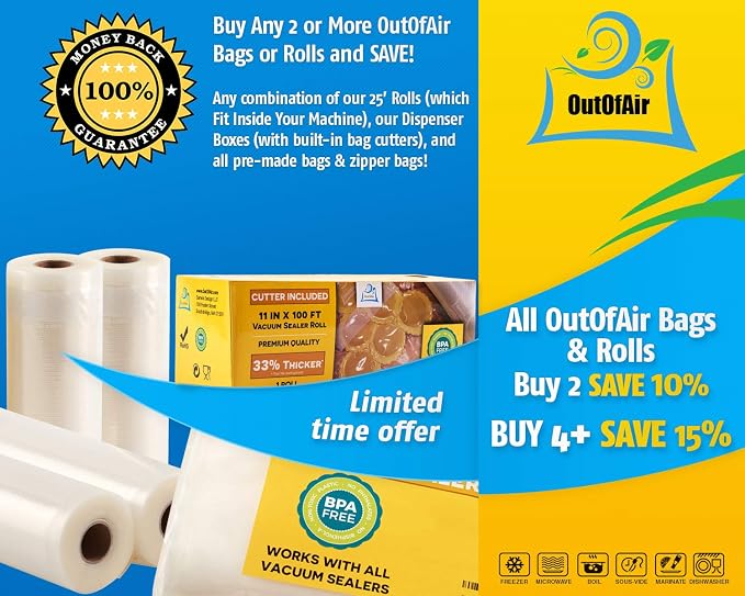 100 Vacuum Sealer Bags: Gallon Size by OutOfAir Works - Image 4