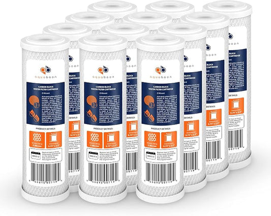 Aquaboon 5 Micron 10 x 2.5 Carbon Block Water Filter Cartridge CTO Whole House by Aquaboon