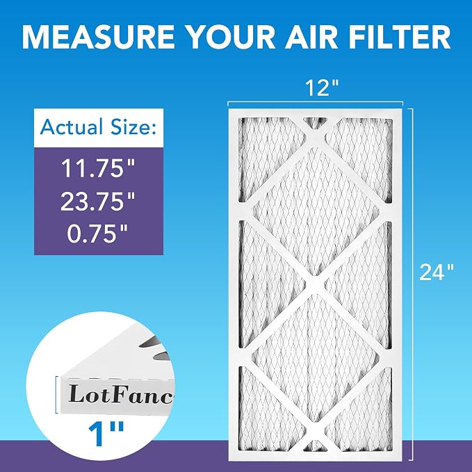 LotFancy 12x24x1 Air Filter MERV 11 4-Pack, Electrostatic Pleated AC Furnace - Image 2