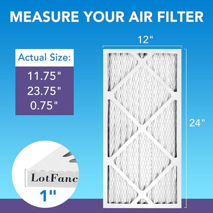 LotFancy 12x24x1 Air Filter MERV 11 4-Pack, Electrostatic Pleated AC Furnace - Image 2
