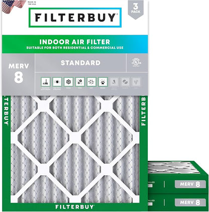 Filterbuy 14x20x2 Air Filter MERV 8 Essential Dust & Allergy Defense, by Filterbuy