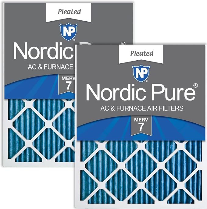 Nordic Pure 12x24x1 Pleated MERV 7 Air Filters 2 Pack by NordicPure