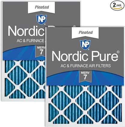Nordic Pure 18x25x1 Pleated MERV 7 Air Filters 2 Pack by NordicPure