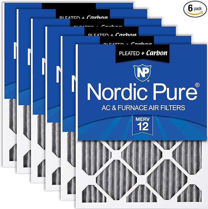 Nordic Pure 24x30x1 Furnace Air Filters MERV 12 Pleated Plus Carbon 6 Pack by NordicPure