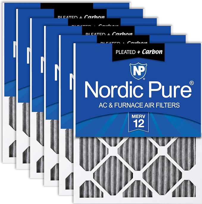 Nordic Pure 12x24x1 Furnace Air Filters MERV 12 Pleated Plus Carbon 6 Pack by NordicPure