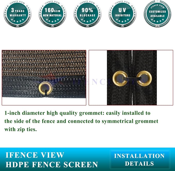 Ifenceview 6'x3' to 6'x50' Brown Shade Cloth/Fence Privacy Screen Fabric Mesh - Image 4