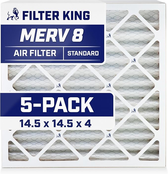 Filter King 14.5x14.5x4 Air Filter | 5-PACK | MERV 8 HVAC Pleated A/C Furnace by FilterKing