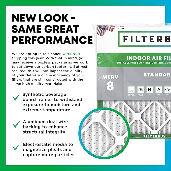 Filterbuy 21x21x1 Air Filter MERV 8 Essential Dust & Allergy Defense, - Image 3