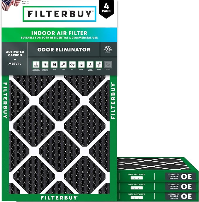 Filterbuy 10x20x1 Air Filter MERV 10 Odor & Allergy Defense by Filterbuy