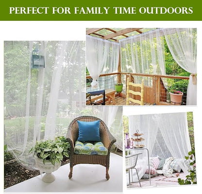 RYB HOME 2 Panels Porch Screen Mesh Outdoor Curtains Lightweight Mosquito - Image 2