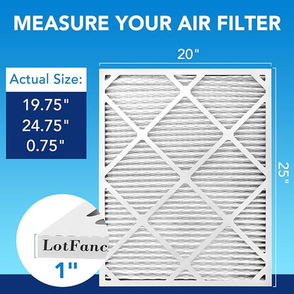 LotFancy 20x25x1 Air Filter MERV 13 6-Pack, Electrostatic Pleated HVAC Furnace - Image 2