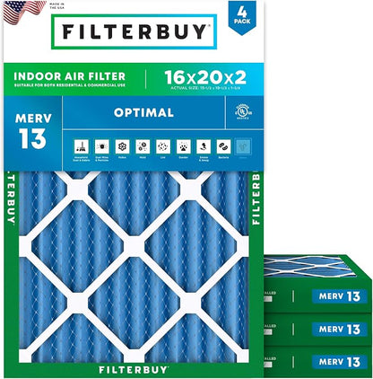 Filterbuy 16x20x2 Air Filter MERV 13 Optimal Smoke & Allergy Defense, by Filterbuy