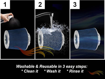 BLUE 6" 152 mm Inlet Truck Air Cone Replacement Performance Washable Clamp-On - Image 6