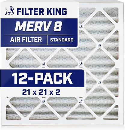 Filter King 21x21x2 Air Filter | 12-PACK | MERV 8 HVAC Pleated A/C Furnace by FilterKing