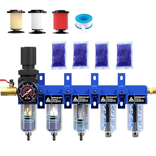 1/4'' NPT 5 Stage Air Drying System, Air Compressor Dryer System, 5 &0.5 &0.01 by ATINY